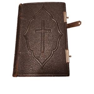 Antique French book 1880 leather bound Parishioner Catholic missal?